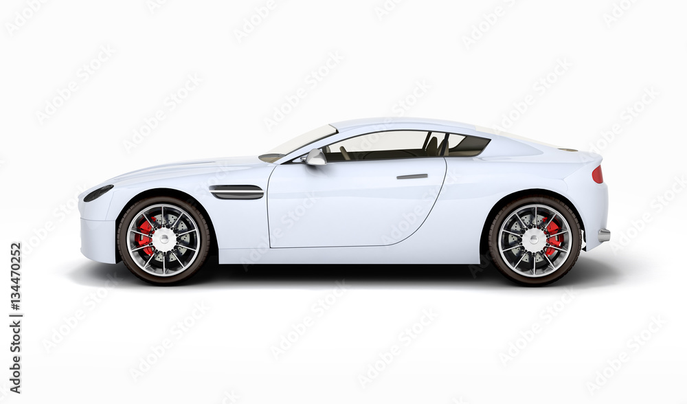 sport car vehicle side view isolated on white background 3d