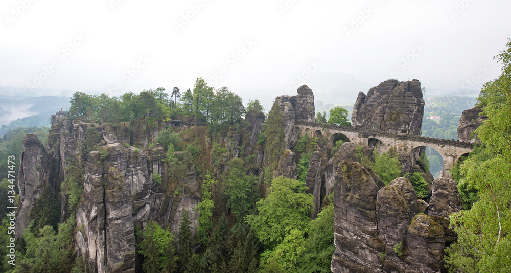 Bridge between rocks near Rathen, Germany, Europe (Sachsische Sc