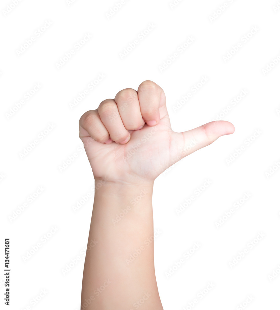 Kid or Children hand show thumb up isolated on white background Kid or Children hand show thumb up isolated on white background