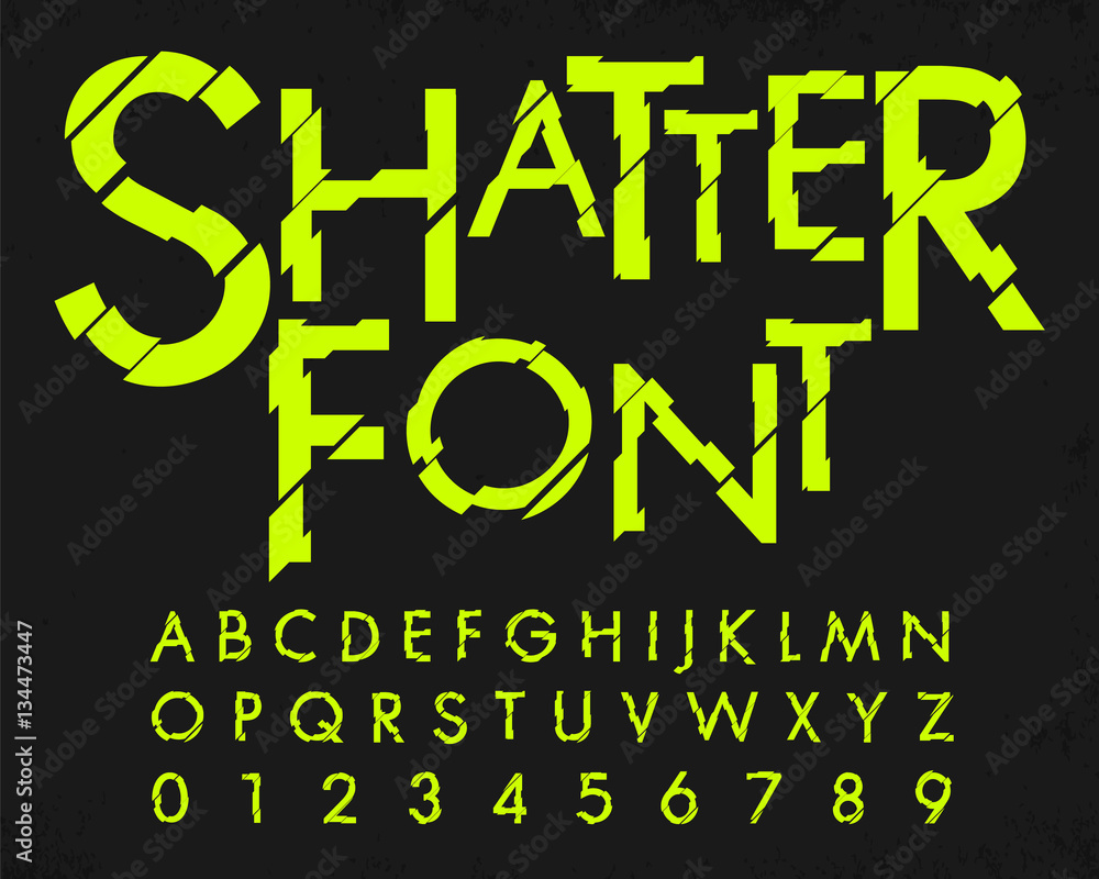 Φωτογραφία Letter and number with shatter font design