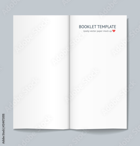 Blank booklet mock up with shadow isolated on dark gray background. Realistic vector template for booklet, keaflet, flyer, newspaper. Mockup for graphic designer portfolio presentation