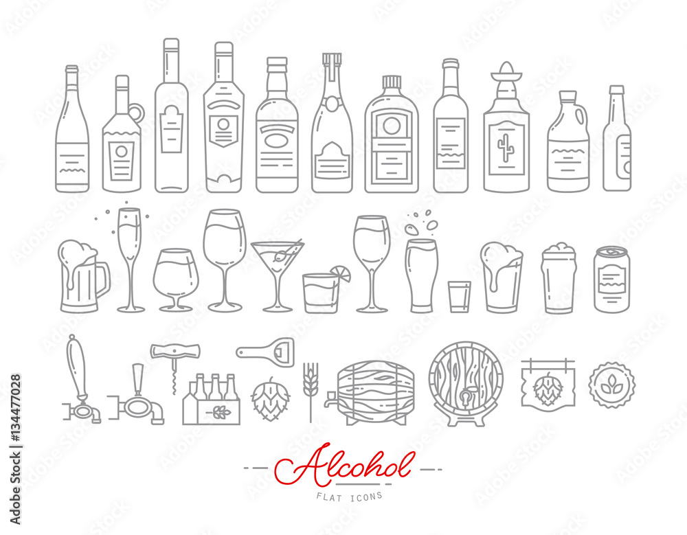 Flat alcohol icons