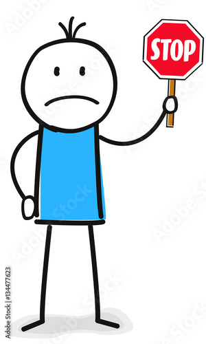 Figur mit Stop Schild in der Hand