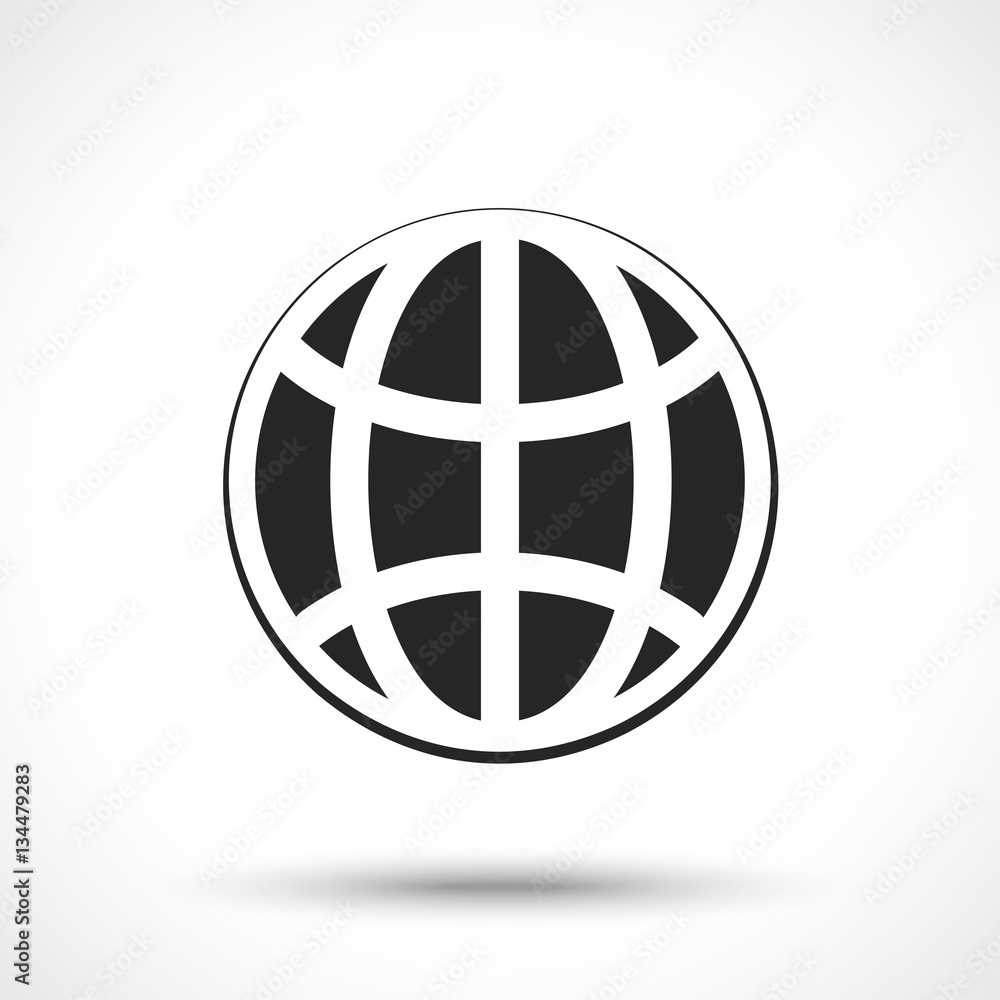 The globe icon. Globe symbol. Earth symbol isolated on white background. Line art style. The globe icon. Globe symbol. Earth symbol isolated on white background. Line art style.