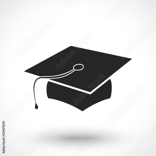 Graduation hat icon isolated on white background. Education symbol. 