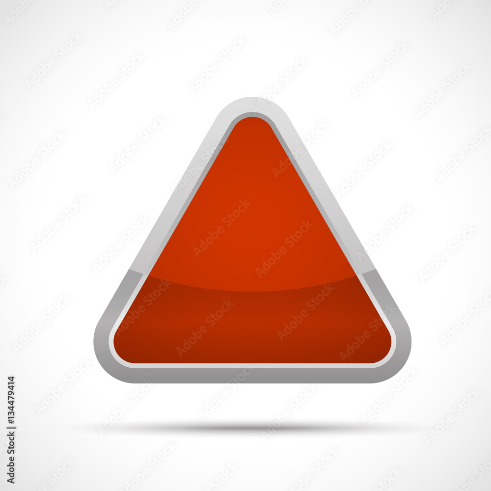 Empty red triangle button icon isolated on a white background. Sticker, button. Empty red triangle button icon isolated on a white background. Sticker, button.