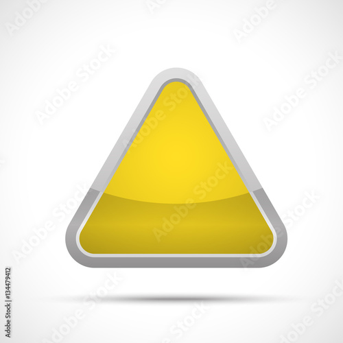 Empty yellow triangle button icon isolated on a white background. Sticker, button.