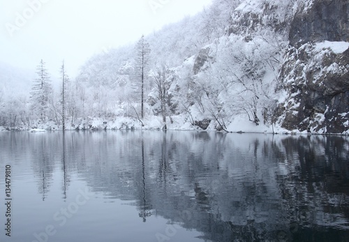 Plitvice lakes in winter, National park in Croatia © Simun Ascic
