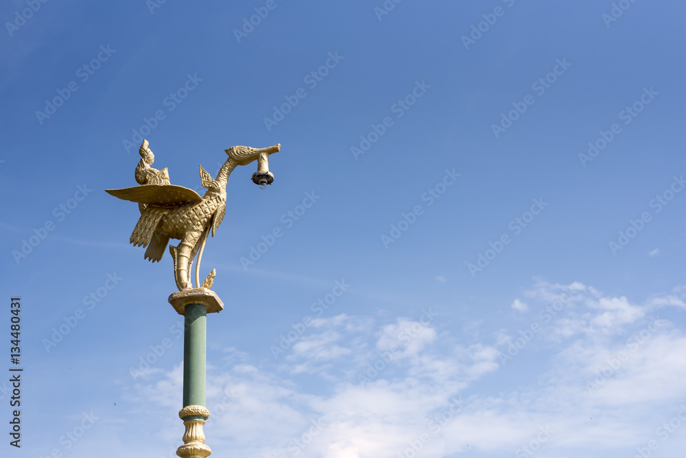 Swan lamp blue sky,street lamp in thailand Swan lamp blue sky,street lamp in thailand