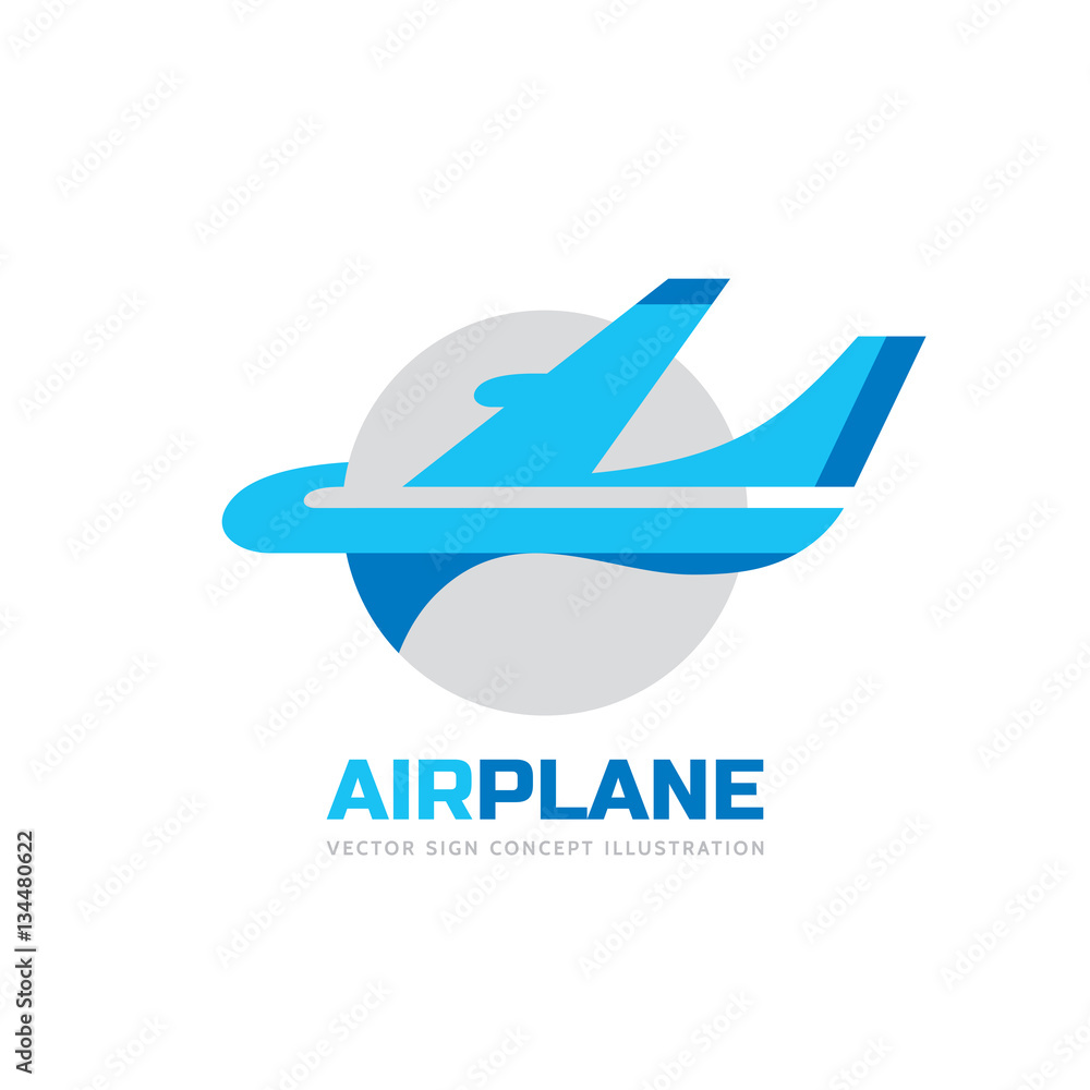 Airplane - vector logo concept illustration. Abstract aircraft silhouette sign for transportation and travel company. 