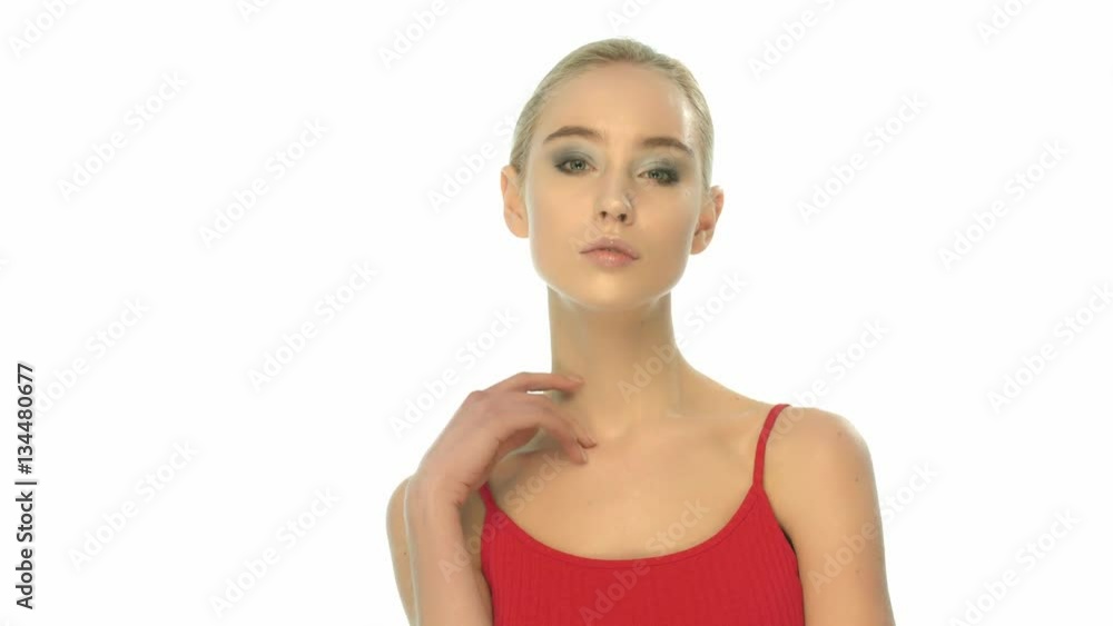 Portrait of beautiful Ukrainian fashion model on white background Portrait of beautiful Ukrainian fashion model on white background