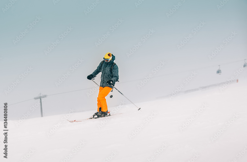 Man skier at ski slope