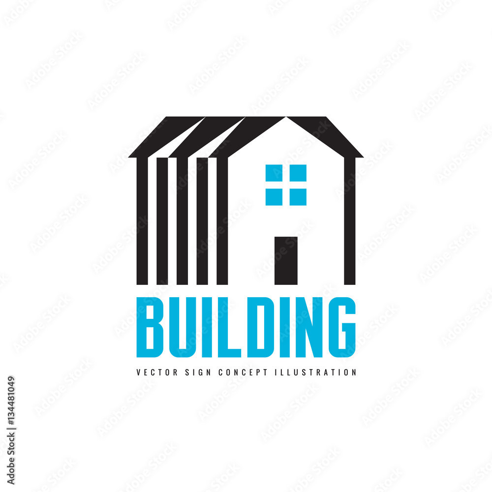 House building - vector logo concept illustration for presentation, booklet, website and other creative projects. Real estate. Design element. House building - vector logo concept illustration for presentation, booklet, website and other creative projects. Real estate. Design element.