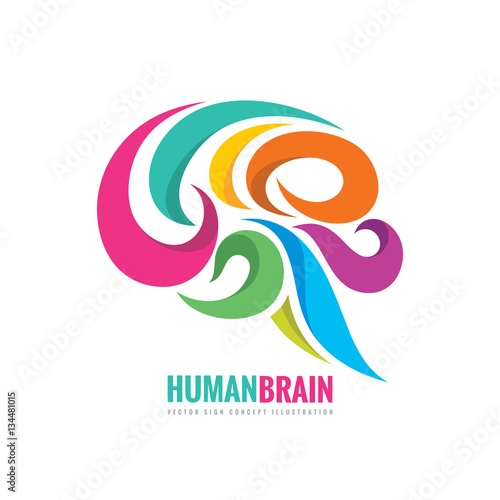 Creative idea - business vector logo template concept illustration. Abstract human brain colorful sign. Flexible smooth design element.