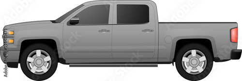 Off-road car on white background. Image of a brown pickup truck in realistic style. Vector illustration