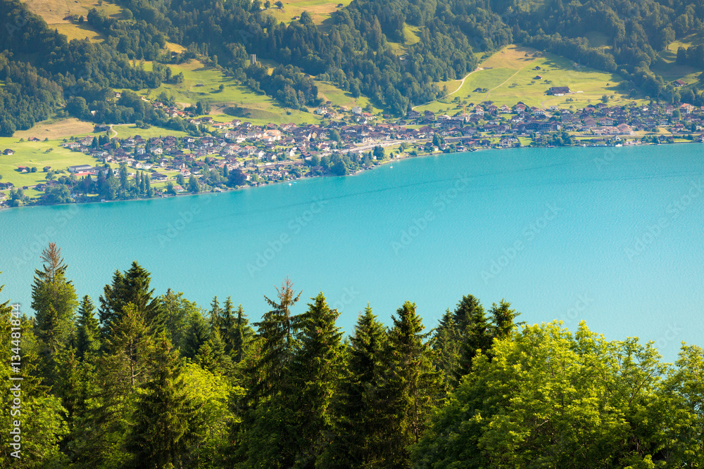 View of mountain and lake at Interlaken