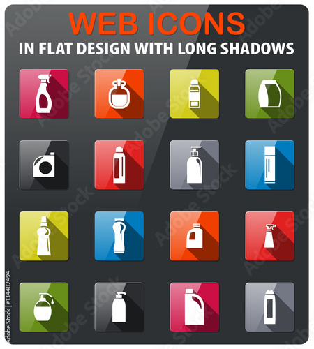 household chemicals icon set