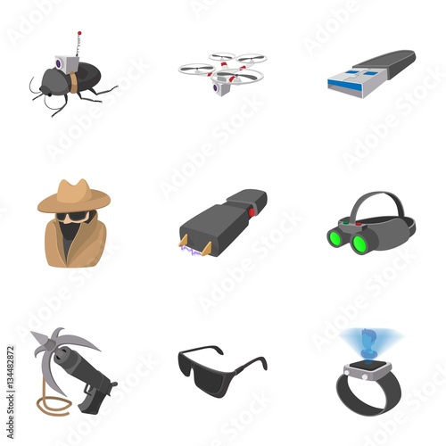 Agent icons set, cartoon style