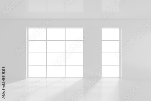 White Room Interior in Minimal Style with Empty Wall Background. 3d rendering.