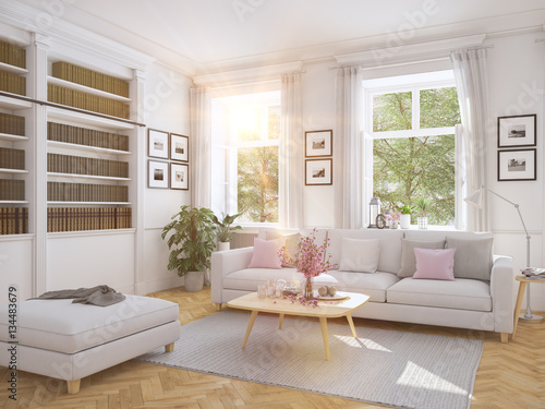 modern living room in townhouse. 3d rendering © 2mmedia