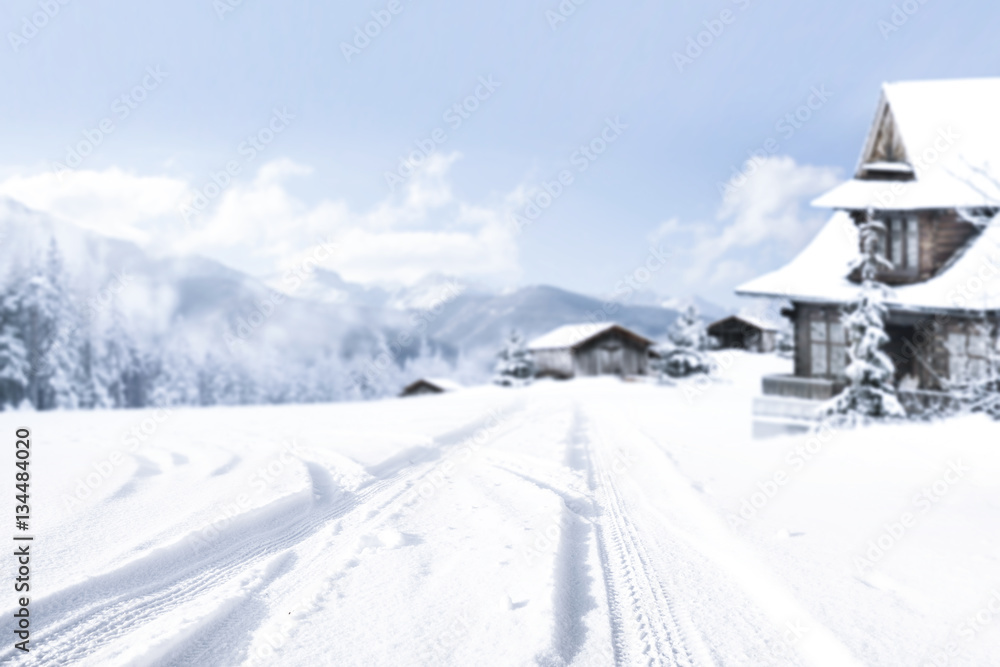 winter road and free space winter road and free space