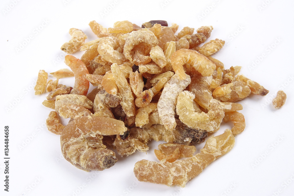 Deep fried shrimps, fritter shrimps, milanese shrimps on white background, small prawn,