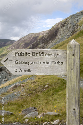 Footpath Signpost at Honister Pass; Lake District photo