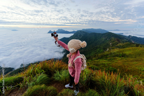 selfie at Phu Chi Fa, Chiang rai photo