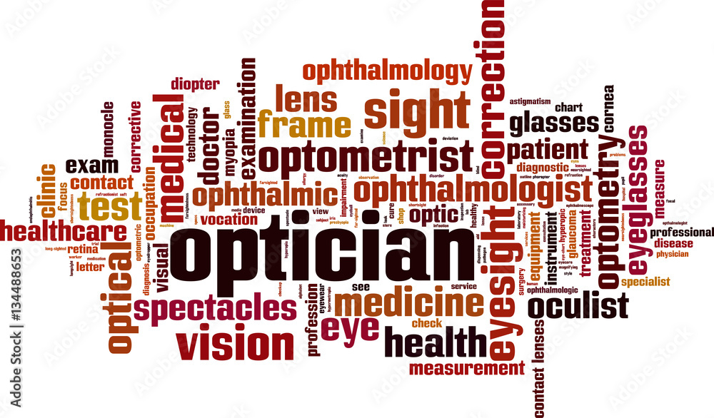 Optician word cloud concept. Vector illustration Optician word cloud concept. Vector illustration
