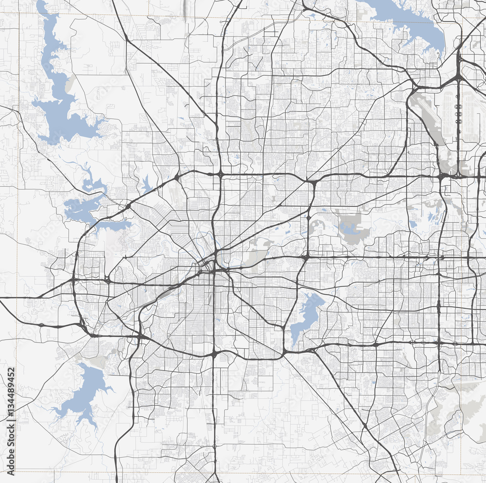 Map Fort Worth city. Texas Roads