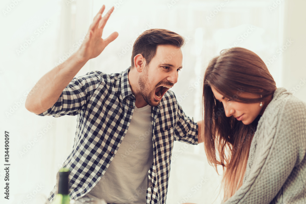 Fototapeta premium Man and woman in disagreement