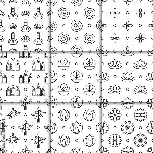 Set alternative medicine vector pattern with symbols of ayurvedic medicine and medicine herbs treatment. Patterns for packaging and wrapping paper products holistic  healthy lifestyle