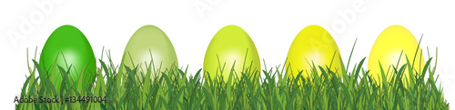 Grün gelbe Ostereier im Gras, Vektor