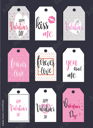Vector Valentine's Day cards templates. Hand written February 14