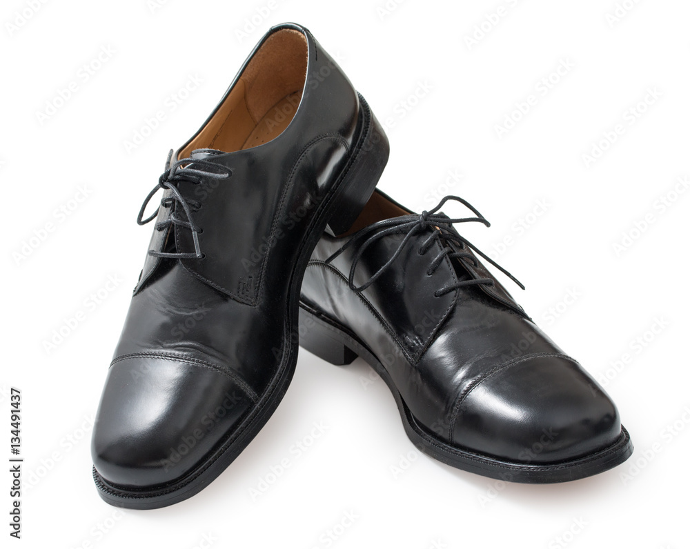 Pair of elegant mens shoes. Fashion black shiny leather. Isolate Pair of elegant mens shoes. Fashion black shiny leather. Isolate