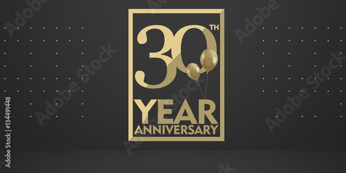 Картината върху платно 30th year anniversary gold typography logo