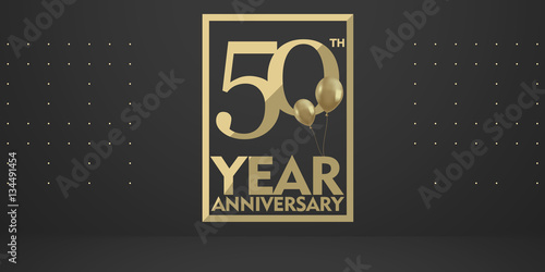 50th year anniversary gold typography logo