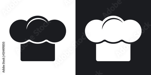 Vector chief hat icon. Two-tone version on black and white background