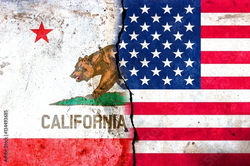 Obraz na plátně A crack in the monolith. Flag of California. Flag of US