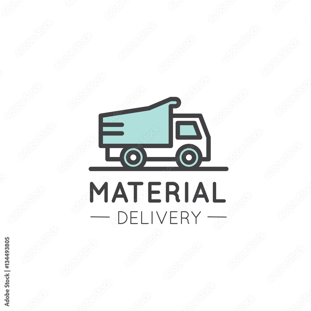 Isolated Vector Style Illustration Logo Badge of Real Estate House Building Construction Materials Delivery and Distribution Isolated Vector Style Illustration Logo Badge of Real Estate House Building Construction Materials Delivery and Distribution
