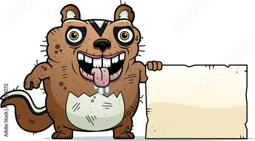 Cartoon Ugly Chipmunk Sign
