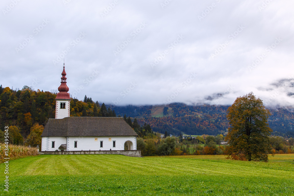 Typical slovenian church in the mountains Typical slovenian church in the mountains