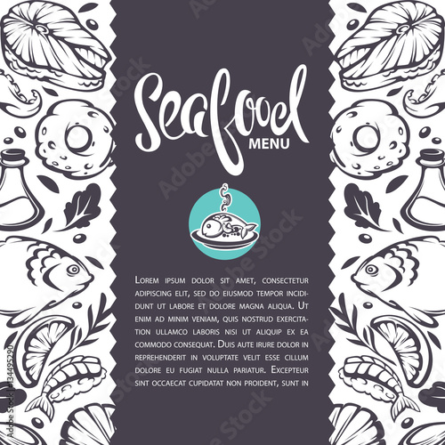 sea food background, vector template design for your menu, with