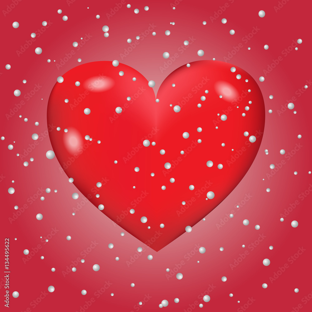Abstract background of snow with heart. Vector illustration. Vector illustration for Valentines Day. Love concept. Cute happy wallpaper. Good idea for your Wedding. Romantic Lovely Frame Design