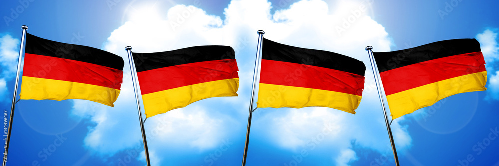 German flag, 3D rendering, on cloud background German flag, 3D rendering, on cloud background