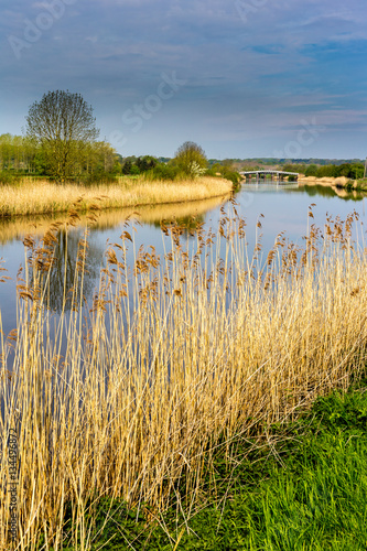 River Weaveram & Fields in West Cheshire UK. 