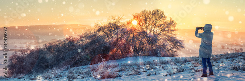 Sundown in a Winter Landscape photo