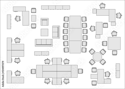 Office furniture top view 