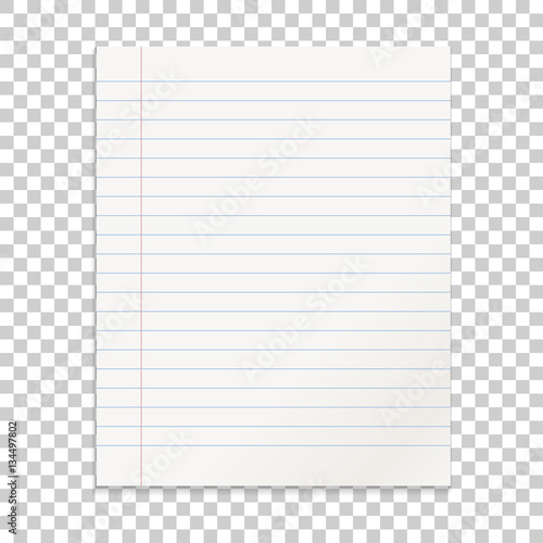 Realistic line paper note on isolated background