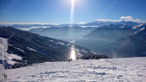 Canvas Print Second sun because of ice crystals in mountains